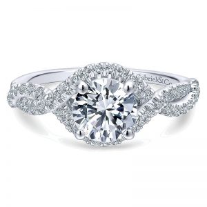 14K White Gold Diamond Criss Cross 14K White Gold Engagement Ring ER12593R4W44Jj