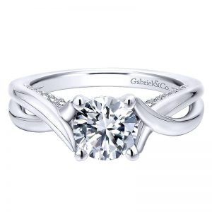 14K White Gold Diamond Criss Cross 14K White Gold Engagement Ring ER12604R4W44Jj