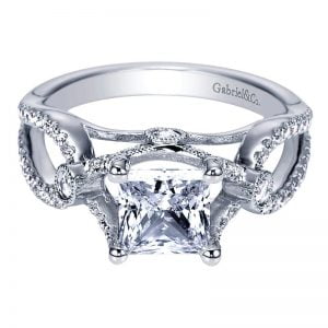 14k White Gold Diamond Criss Cross Engagement Ring ER6435W44JJ