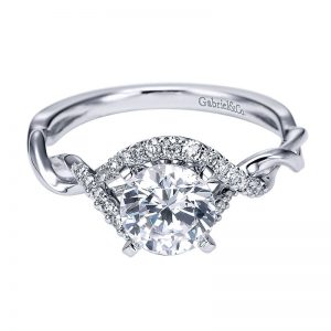 14K White Gold Diamond Criss Cross 14K White Gold Engagement Ring ER6963W44Jj