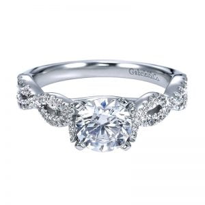 14k White Gold Diamond Criss Cross Engagement Ring ER7796W44JJ