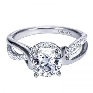 14k White Gold Diamond Criss Cross Engagement Ring ER7801W44JJ