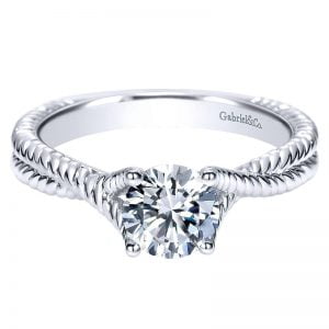 14k White Gold Diamond Criss Cross Engagement Ring ER8843W44JJ