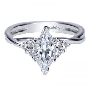 14k White Gold Diamond Criss Cross Engagement Ring ER8954W44JJ