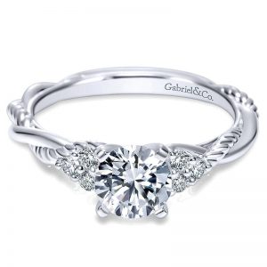 14K White Gold Diamond Criss Cross Riata 14K White Gold Engagement Ring ER8817W44Jj