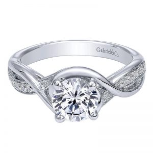 14K White Gold Diamond Criss Cross Round 14K White Gold Engagement Ring ER10315W44Jj