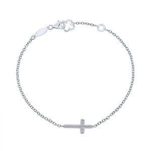 14k White Gold Diamond Cross Bracelet TB3320W45JJ