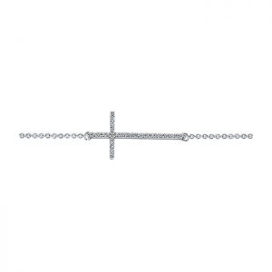 14k White Gold Diamond Cross Bracelet TB3853W45JJ