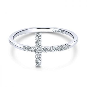 14k White Gold Diamond Cross Ladies' Ring LR51170W45JJ
