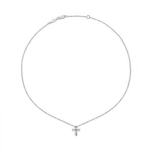 14k White Gold Diamond Cross Necklace NK1368W45JJ
