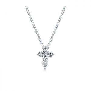 14k White Gold Diamond Cross Necklace NK1370W45JJ