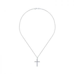 14k White Gold Diamond Cross Necklace NK1900W45JJ