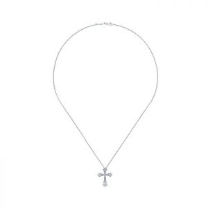 14k White Gold Diamond Cross Necklace NK1916W45JJ