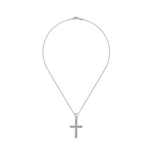 14k White Gold Diamond Cross Necklace NK2053W45JJ