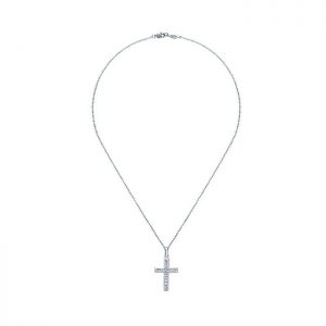14k White Gold Diamond Cross Necklace NK2183W45JJ
