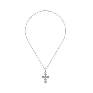 14k White Gold Diamond Cross Necklace NK2192W45JJ