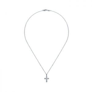 14k White Gold Diamond Cross Necklace NK2193W45JJ