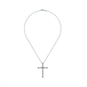 14k White Gold Diamond Cross Necklace NK2211W45JJ