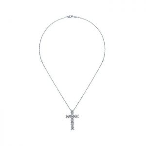 14k White Gold Diamond Cross Necklace NK2315W44JJ