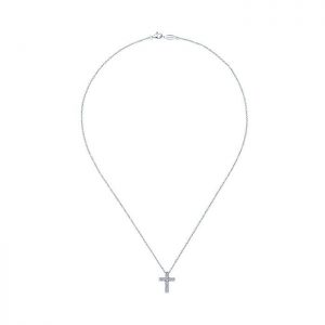 14k White Gold Diamond Cross Necklace NK2659W45JJ