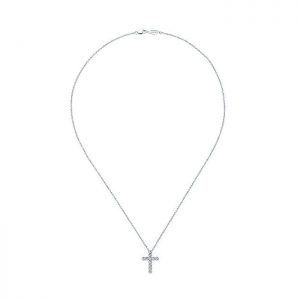 14k White Gold Diamond Cross Necklace NK2661W44JJ