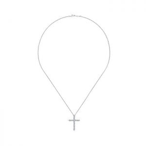 14k White Gold Diamond Cross Necklace NK2669W44JJ