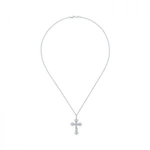 14k White Gold Diamond Cross Necklace NK2986W45JJ