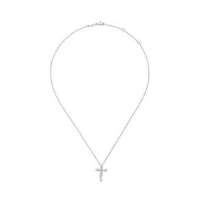 14k White Gold Diamond Cross Necklace NK3293W45JJ