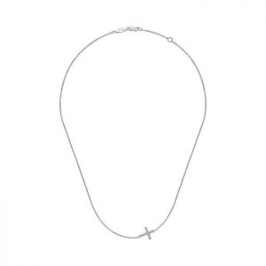 14k White Gold Diamond Cross Necklace NK3782W45JJ