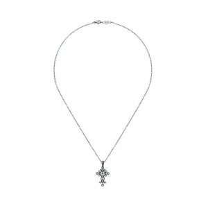 14k White Gold Diamond Cross Necklace NK3961W45JJ