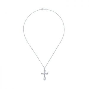 14k White Gold Diamond Cross Necklace NK3962W44JJ
