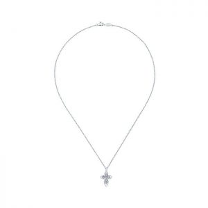 14k White Gold Diamond Cross Necklace NK4371W45JJ