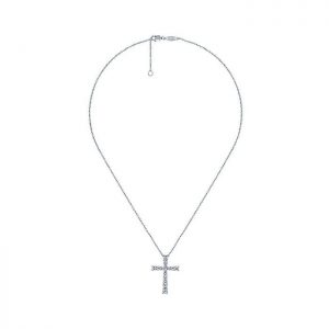 14k White Gold Diamond Cross Necklace NK4389W44JJ