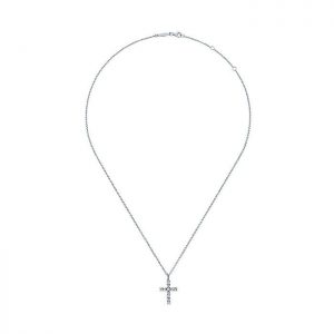14k White Gold Diamond Cross Necklace NK4814W44JJ