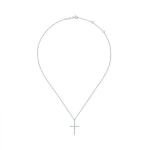 14k White Gold Diamond Cross Necklace NK4815W44JJ