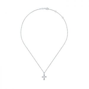 14k White Gold Diamond Cross Necklace NK4983W45JJ