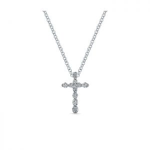14k White Gold Diamond Cross Necklace NK4996W45JJ