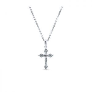 14k White Gold Diamond Cross Necklace NK4999W45JJ