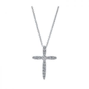 14k White Gold Diamond Cross Necklace NK5003W45JJ