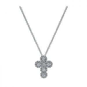 14k White Gold Diamond Cross Necklace NK5044W45JJ