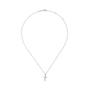 14k White Gold Diamond Cross Necklace NK5217W45JJ