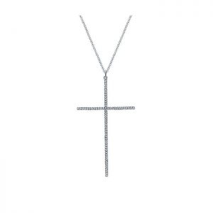 14k White Gold Diamond Cross Necklace NK5218W45JJ