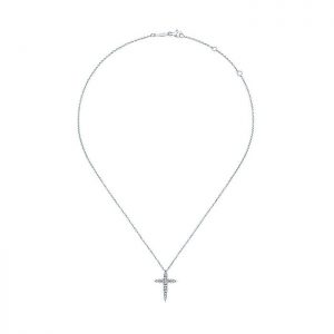 14k White Gold Diamond Cross Necklace NK5269W45JJ