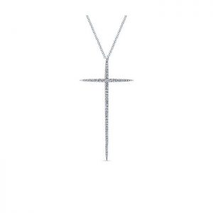 14k White Gold Diamond Cross Necklace NK5271W45JJ