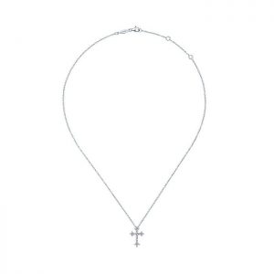 14k White Gold Diamond Cross Necklace NK5273W45JJ