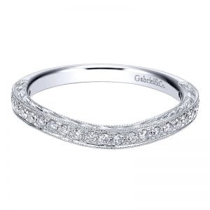 14k White Gold Diamond Curved Wedding Band WB10007W44JJ