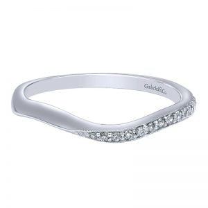 14k White Gold Diamond Curved Wedding Band WB10065W44JJ