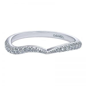 14k White Gold Diamond Curved Wedding Band WB10068W44JJ