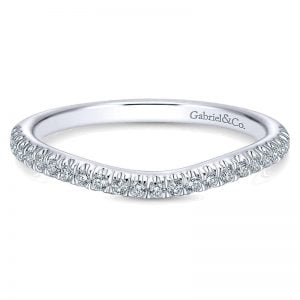14k White Gold Diamond Curved Wedding Band WB10092W44JJ