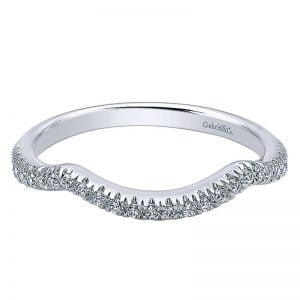 14k White Gold Diamond Curved Wedding Band WB10111W44JJ